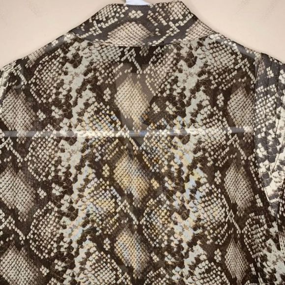 NILI LOTAN Lorena Snake-Print Silk Blouse Long Sleeve Sheer Top Extra Small - Picture 6 of 9
